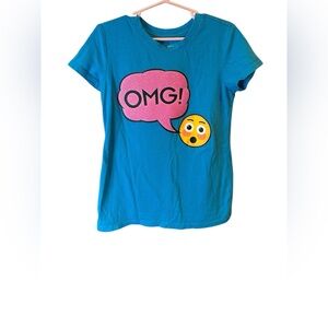 Vibrant Blue Tee with Pink OMG Graphic